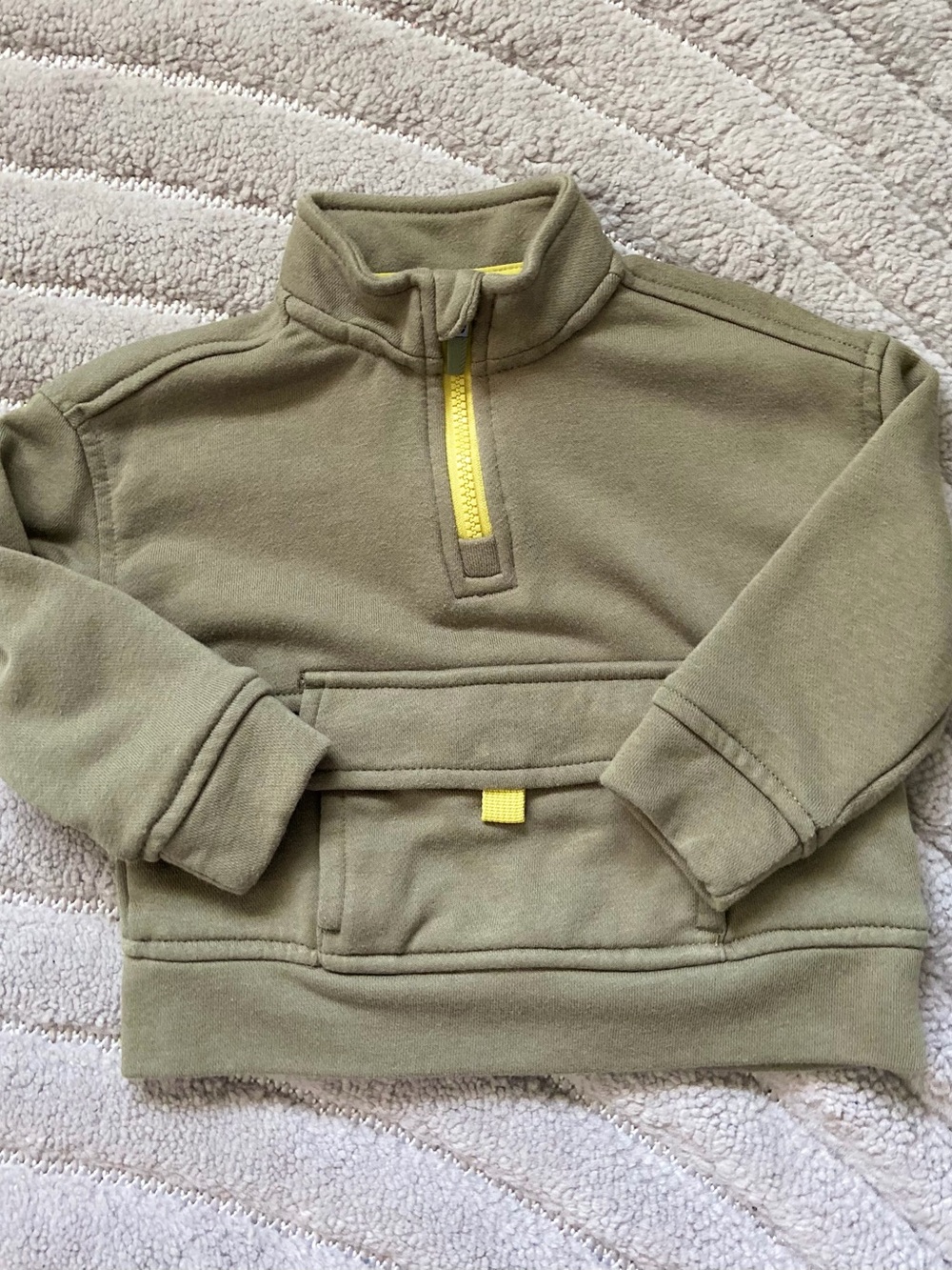 Wonder Nation Olive Green Half-Zip Fleece Pullover with Yellow Trim